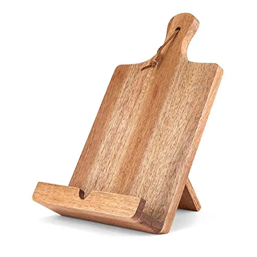 Twine Tablet Stand Acacia Wood Tablet Holder Cookbook Stand Rustic Farmhouse Book Holder and Display Acacia Wood Set of 1