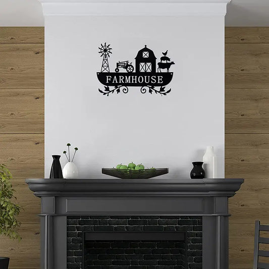 Rustic Metal Farmhouse Kitchen Decor with Windmill & Tractor
