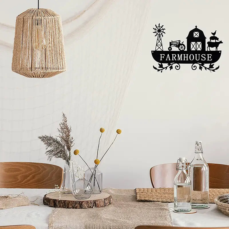 Rustic Metal Farmhouse Kitchen Decor with Windmill & Tractor