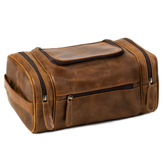 ELIZO Leather Toiletry Bag For Men Women Dopp Kit Mens Toiletry Bag (PREMIUM LEATHER) Travel Toiletry Bag for Traveling Large TSA Approved Cosmetic Travel Bag for Toiletries Shaving Bag - Antique