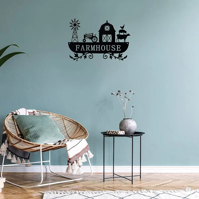 Rustic Metal Farmhouse Kitchen Decor with Windmill & Tractor