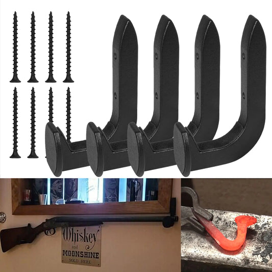 GOMADEIT 4 Pack Railroad Spike Rack Gun Hook Wall Mount fits for Shotgun Rifle Hunting Western Decor Blacksmith Wall Decor Western Rustic Hook Gun Rustic Gun Gifts