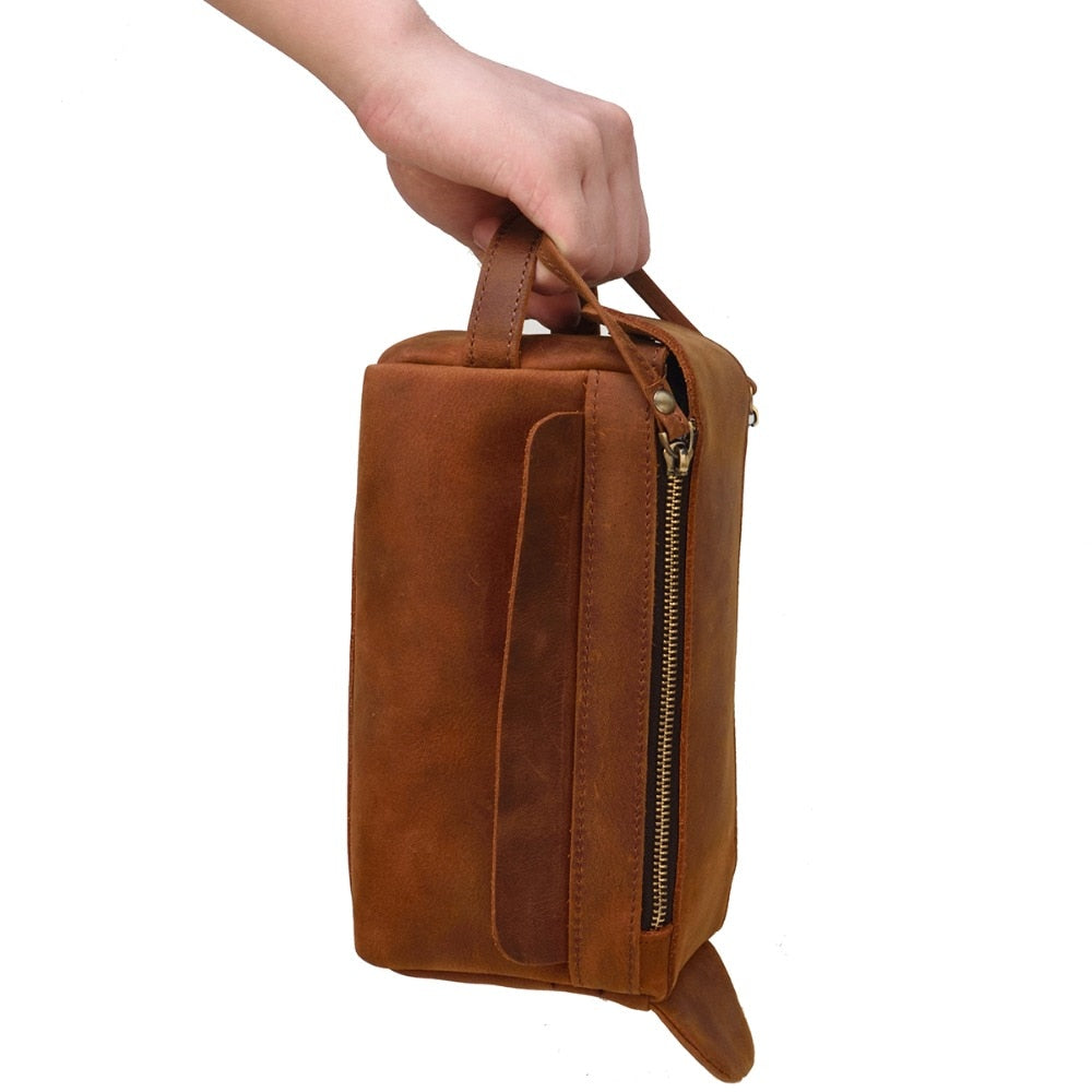 Dado Leather Dopp Kit | Handmade Leather Toiletry Bag-3